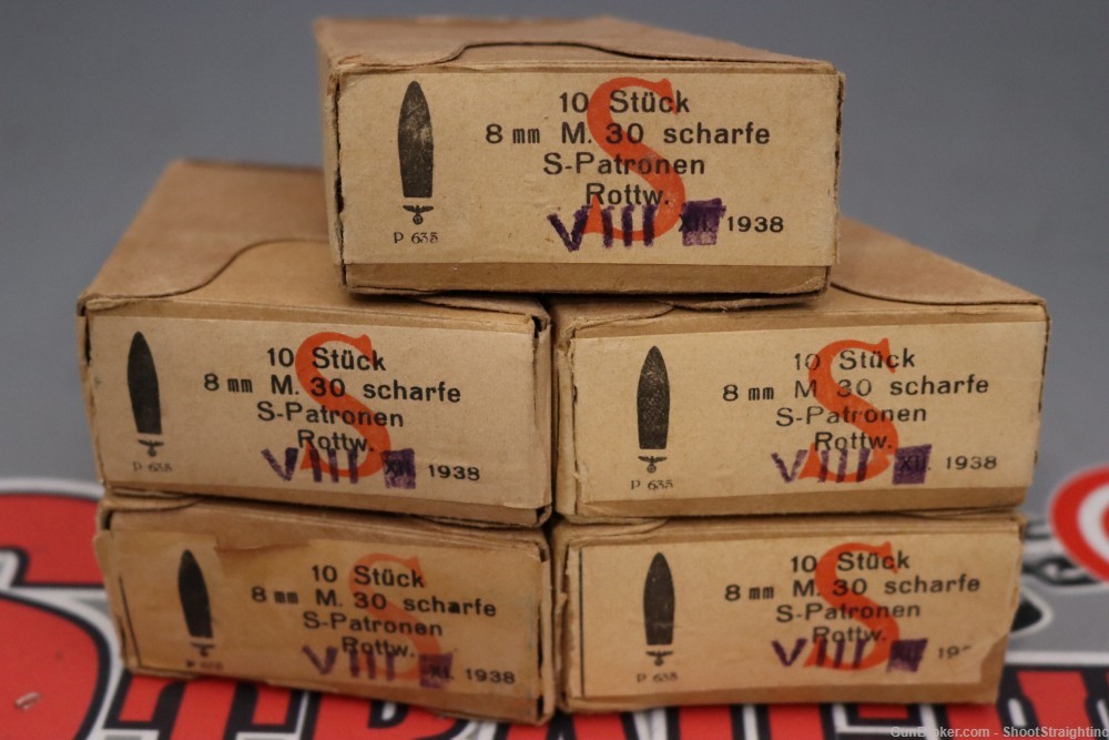 Lot O' 50rds of 8×56mmR Mannlicher M.30 w/ German Boxes & Clips-img-11