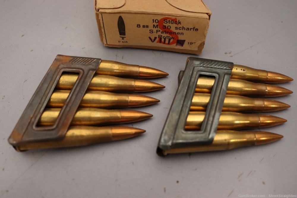 Lot O' 50rds of 8×56mmR Mannlicher M.30 w/ German Boxes & Clips-img-6