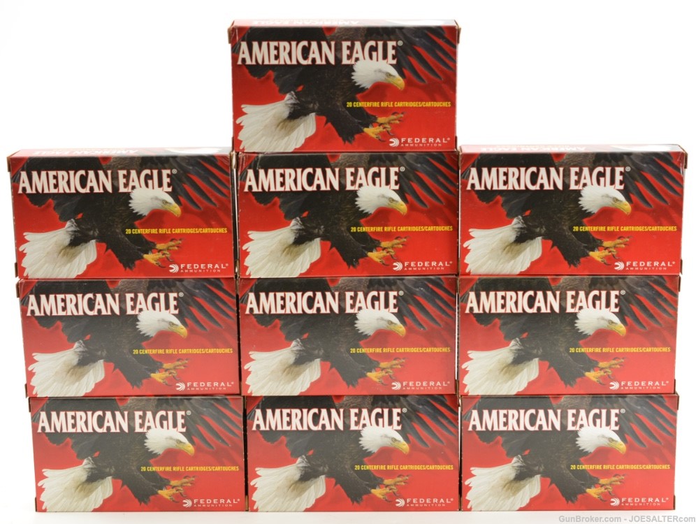 Fed. American Eagle 308 Win. 150 Gr. Fmj Boat-tail Ammo 200 Rd.-img-0
