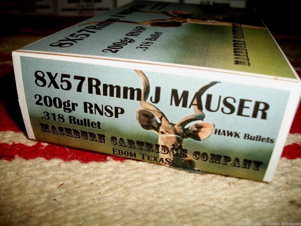 8X57JR Mauser Rimmed 200gr RNSP Mashburn Cartridge Co 20rds READ!!-img-1