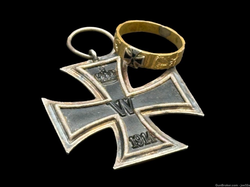 WW1 German Iron Cross EK2 medal Ring pre WW2 WWII badge uniform trench art -img-0