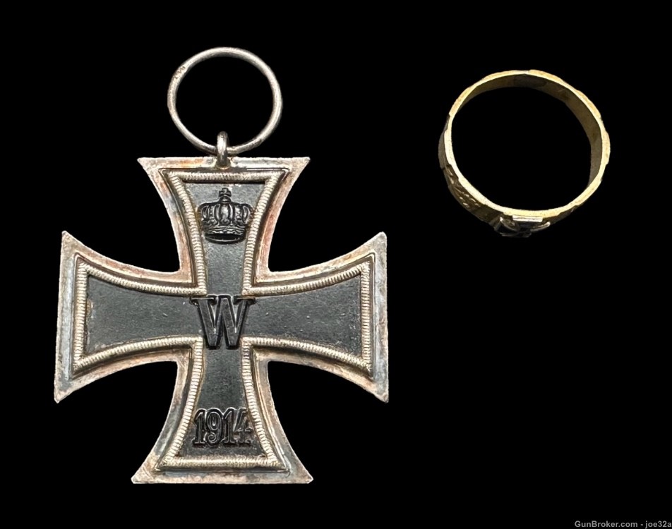 WW1 German Iron Cross EK2 medal Ring pre WW2 WWII badge uniform trench art -img-1