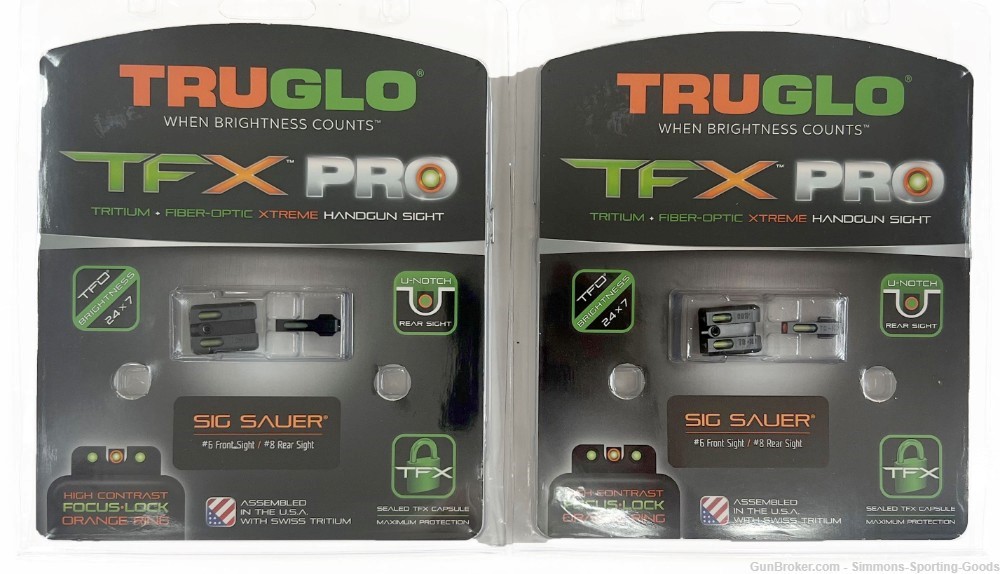 TruGlo (TG13SG2PC) TFX Pro Tritium + Fiber Optic Handgun Sight - Qty. 2-img-0