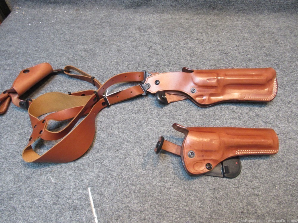 2 Quality leather Masc holsters / shoulder / OWB 6" single action revolver-img-0
