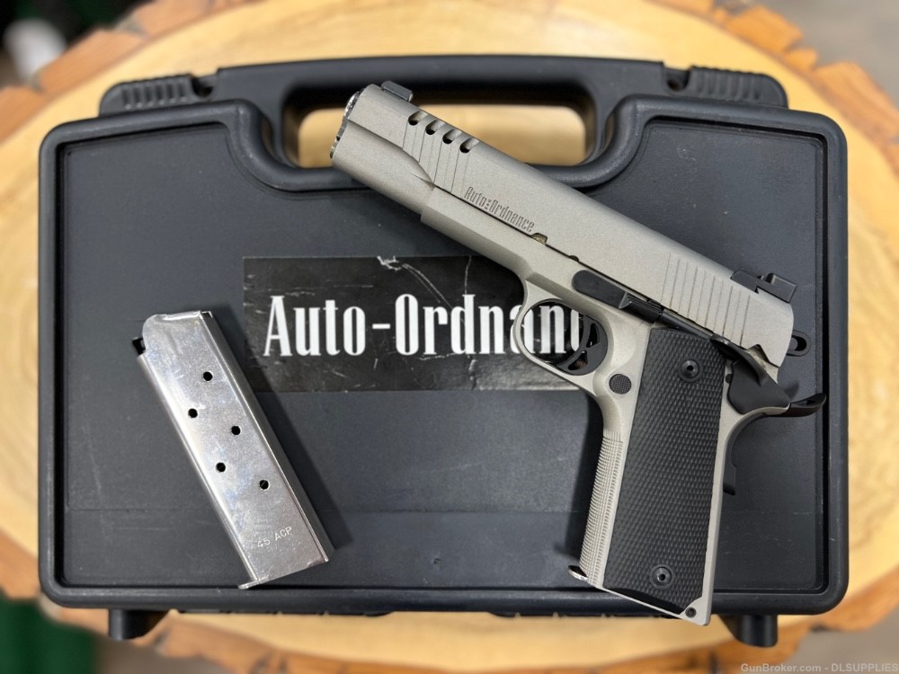 AUTO ORDNANCE 1911 STAINLESS MATTE SILVER FINISH NIGHT SIGHTS 5" BBL .45ACP-img-1