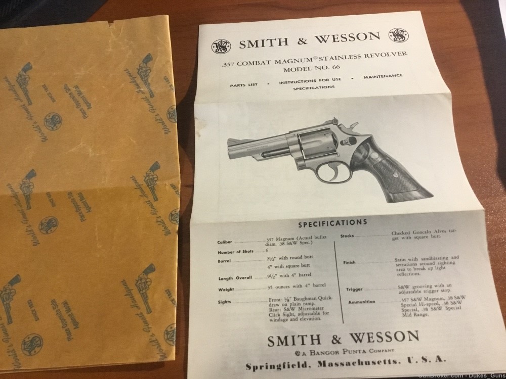 Smith & Wesson vintage 2 piece Model 66 Combat Magnum box w/papers-img-3
