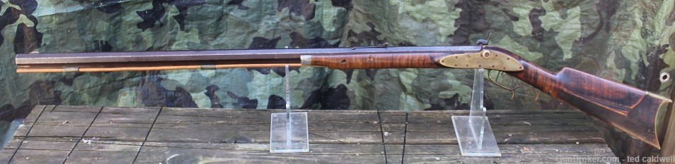 Antique Halfstock 40 caliber rifle with curley maple stock-img-7