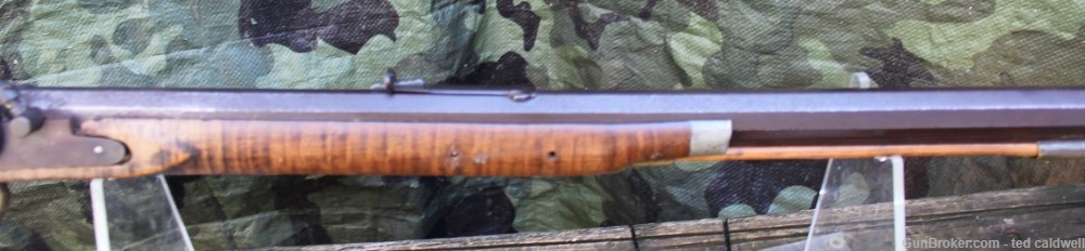 Antique Halfstock 40 caliber rifle with curley maple stock-img-4