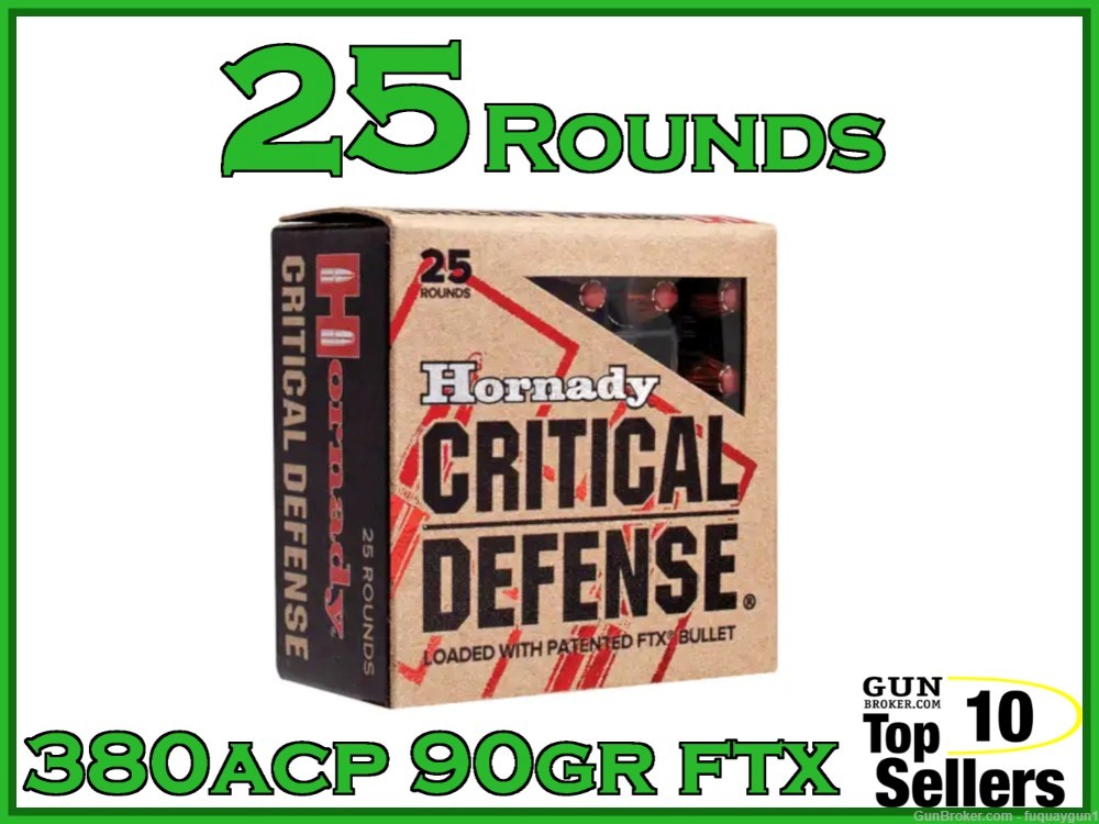 Hornady Critical Defense 380 ACP 90 GR FTX 250CT 90080-img-0