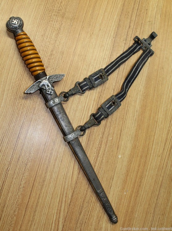 Original German WW2 Luftwaffe dagger with hangers!-img-0
