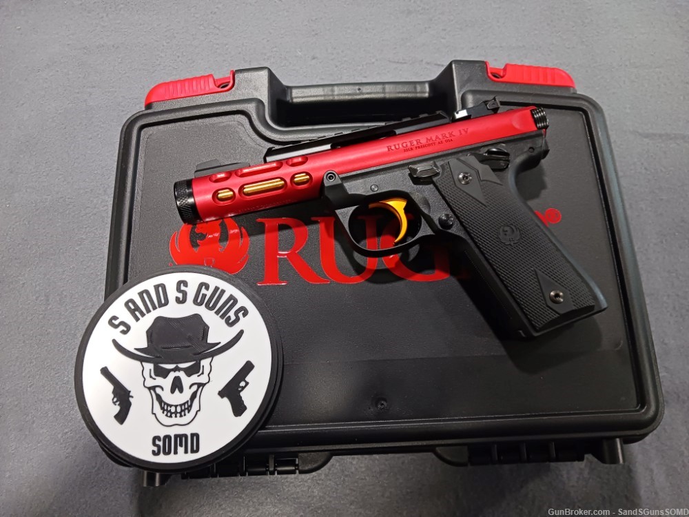 RUGER MARK IV 22/45 22LR 4.4" 10-RD RED SEMI AUTO PISTOL NEW-img-1
