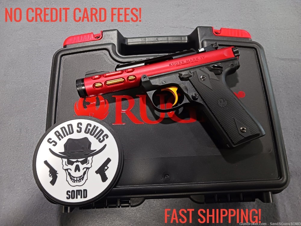 RUGER MARK IV 22/45 22LR 4.4" 10-RD RED SEMI AUTO PISTOL NEW-img-0