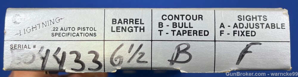 Like New AMT Lightning 6.5" Bull Barrel, 22lr w/ Box-img-4