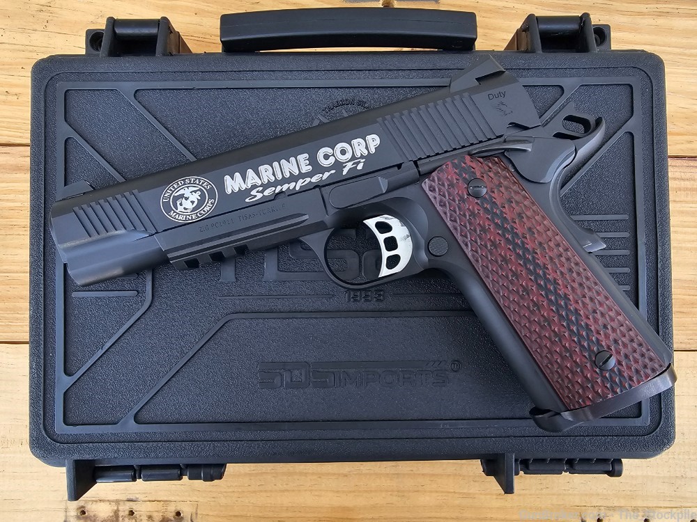 Tisas Duty PC 1911 Marine Corps Edition .45 ACP 5" BBL W/ Two 8 Round Mags-img-0
