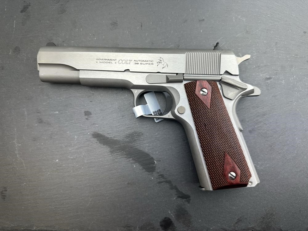 Colt Series 70 1911 .38 Super, 5", Stainless, 8 Rd-img-0