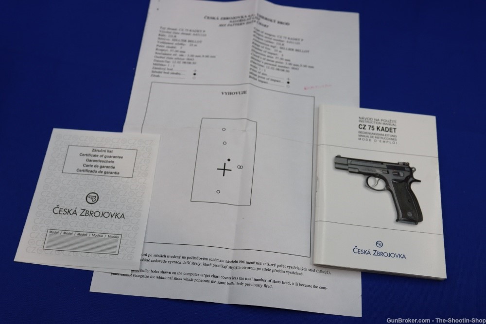 CZ Model 75 KADET Pistol DEDICATED 22LR 4.5" 10RD Mags Steel Frame SA RARE-img-29