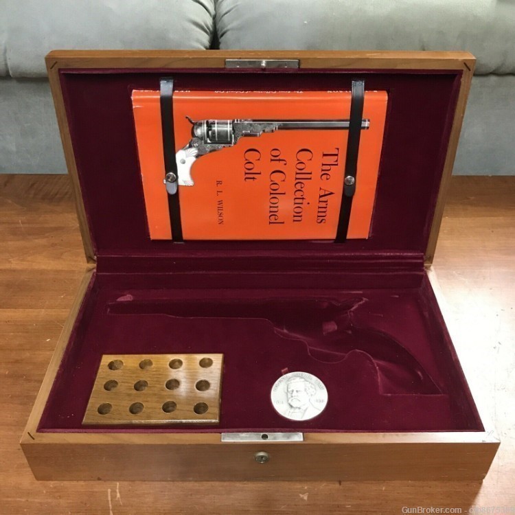 Samuel Colt Sesquicentennial Revolver Wood Velvet Factory Presentation Box -img-0
