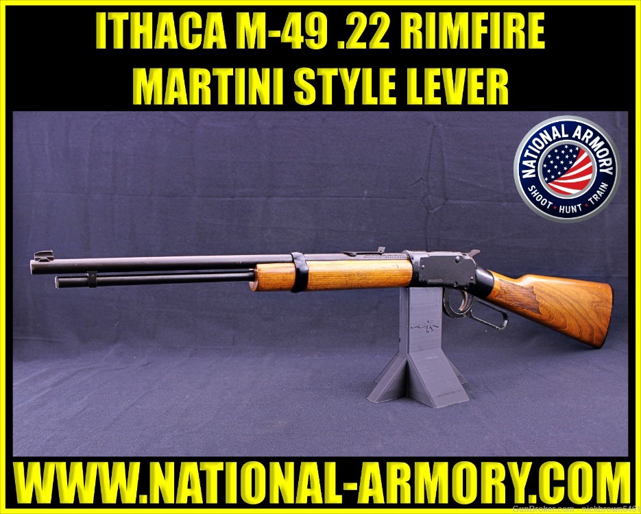 ITHACA M-49 22 S/L/LR M49 MARTINI STYLE LEVER CHECKERED WALNUT STOCK-img-0