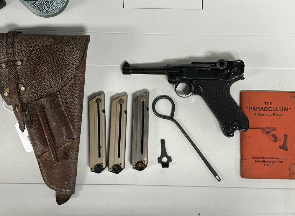 DWM German Luger 9mm pistol + holster & 3 mags-img-0