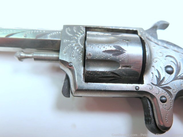 Antique Hopkins & Allen Ranger 22RF 7 Shot Spur Trigger Revolver Engraved-img-3