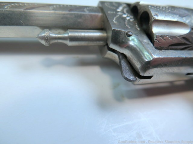 Antique Hopkins & Allen Ranger 22RF 7 Shot Spur Trigger Revolver Engraved-img-6