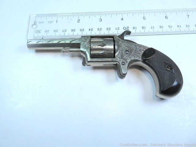 Antique Hopkins & Allen Ranger 22RF 7 Shot Spur Trigger Revolver Engraved-img-0