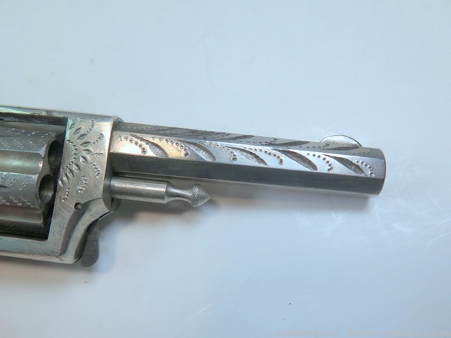 Antique Hopkins & Allen Ranger 22RF 7 Shot Spur Trigger Revolver Engraved-img-13