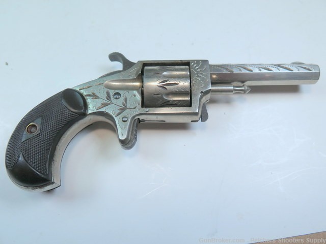 Antique Hopkins & Allen Ranger 22RF 7 Shot Spur Trigger Revolver Engraved-img-9