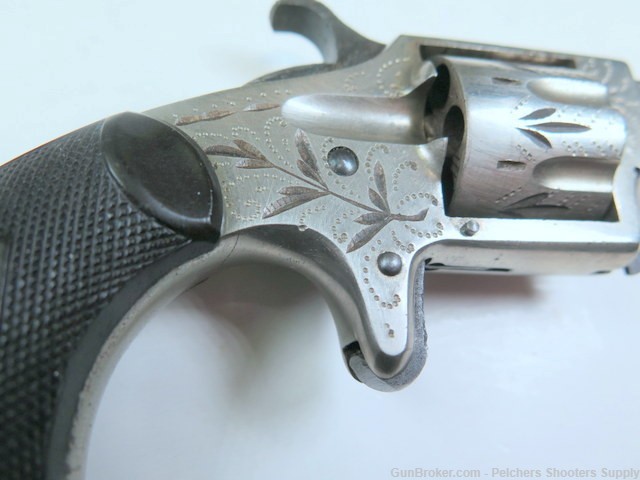 Antique Hopkins & Allen Ranger 22RF 7 Shot Spur Trigger Revolver Engraved-img-10