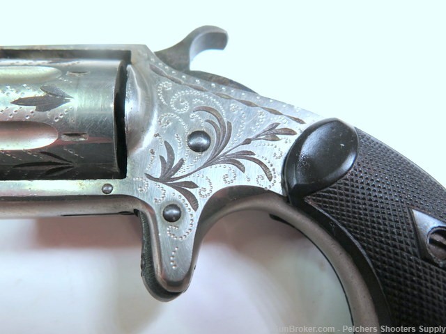 Antique Hopkins & Allen Ranger 22RF 7 Shot Spur Trigger Revolver Engraved-img-2