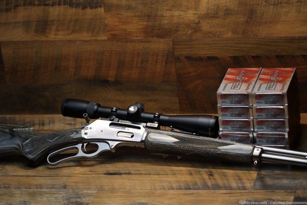 Marlin 308 MXLR .308 Marlin Express Lever Action Stainless 22" JM w/ Ammo-img-0