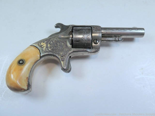Antique Crescent Firearms Co Jack Tar 22RF Spur Trigger Rev Ivory Engraved-img-11