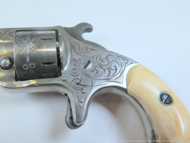 Antique Crescent Firearms Co Jack Tar 22RF Spur Trigger Rev Ivory Engraved-img-2