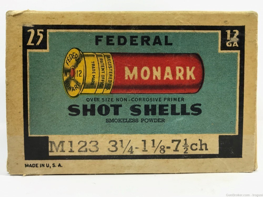 Federal Monark 12Ga Vintage Box 15 Paper Shotshells Vintage 976-MX-img-4