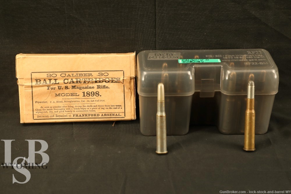 RARE F.A. .30 Ball Cartridges for US mag Rifles Model 1898 / 17x Assorted -img-0