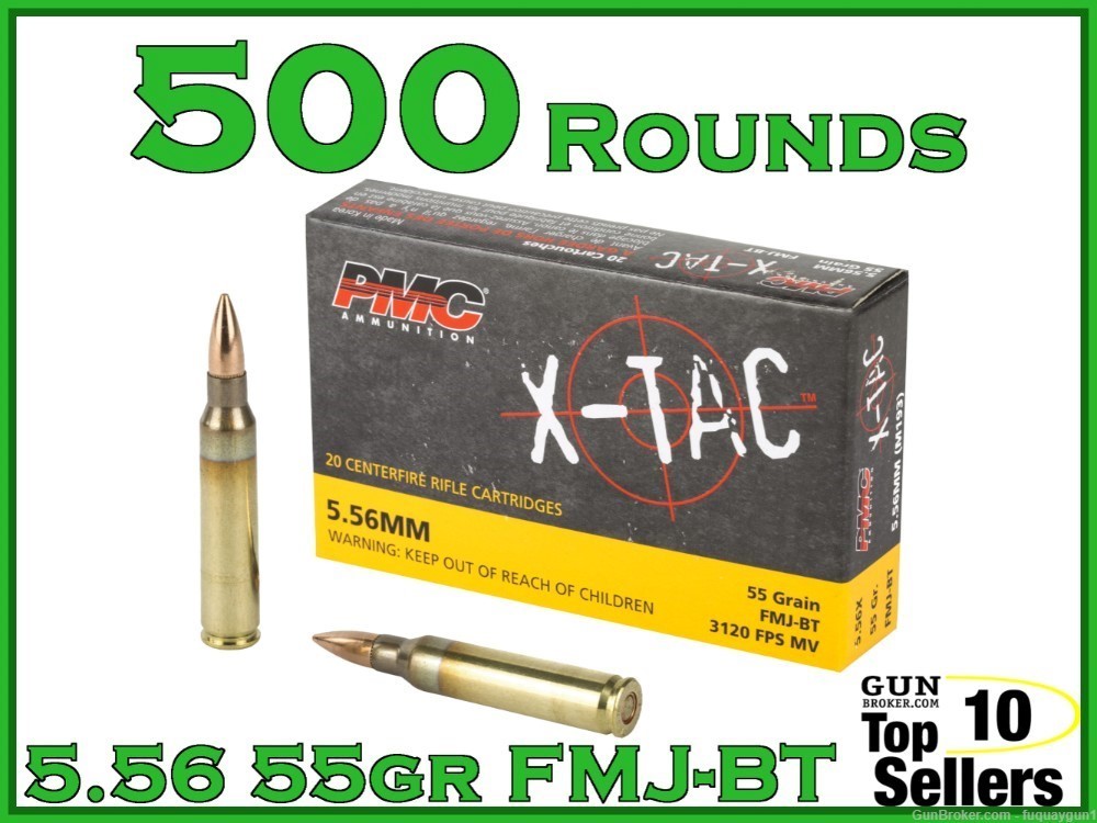 PMC 556 ammo XTAC 55Gr XM193 FMJ BT 500RDS PMC-5.56-img-0