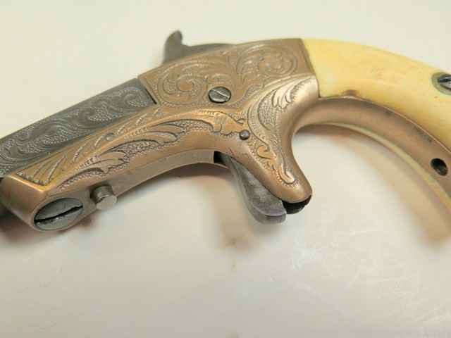 Antique Merwin & Bray New York 22RF Single Shot Derringer Ivory Engraved-img-6