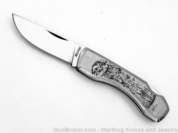 Cellini Italian Knife. Deer Scene on Stainless Steel.  CM7A. *CLOSE OUT*-img-0