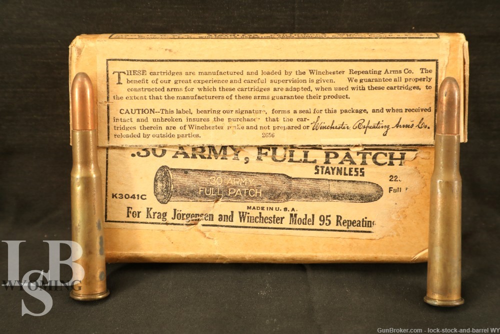 RARE 20x Winchester .30 Army Full Patch Ammo (.30-40 Krag) -img-0