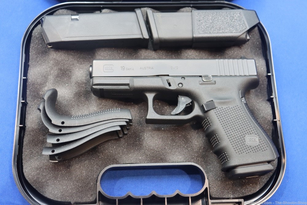 Glock Model G19 GEN 4 Pistol 9MM Luger 4" AUSTRIA MFG 15RD Mags 19 GEN4 BLK-img-2