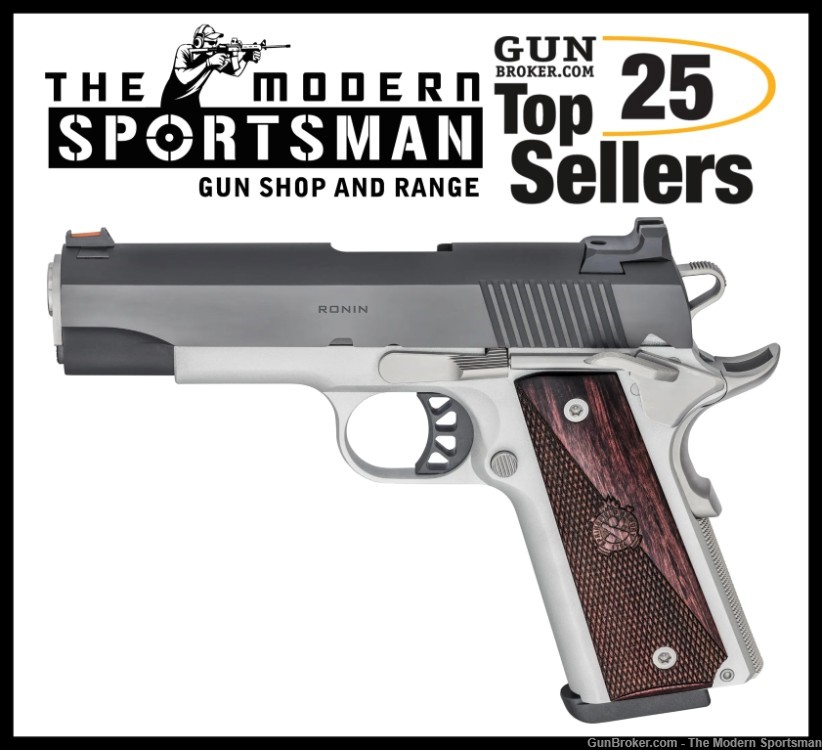 Springfield Armory 1911 Ronin 9mm Luger 4.25" Wood Grips 9rd Two Tone SS-img-0
