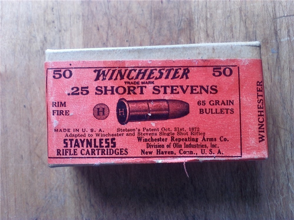 Vintage Winchester 25 short Stevens Rim Fire Staynless cartridges-img-0