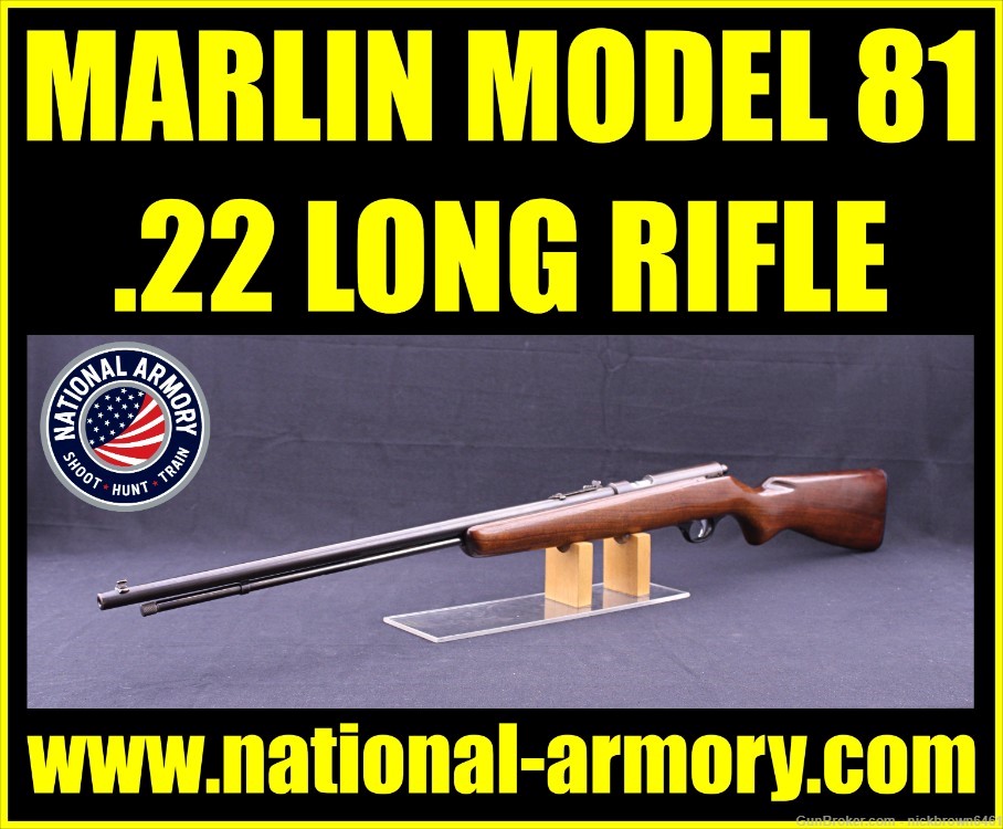 MARLIN MODEL 81 22 S/L/LR 24" BOLT ACTION TUBE FED C&R ACCEPTED WOOD STOCK-img-0