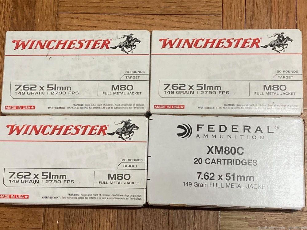 762 Ammo 7.62x51 NATO FMJ M80 Rifle Ammo 80 rds 308 winchester Federal-img-0