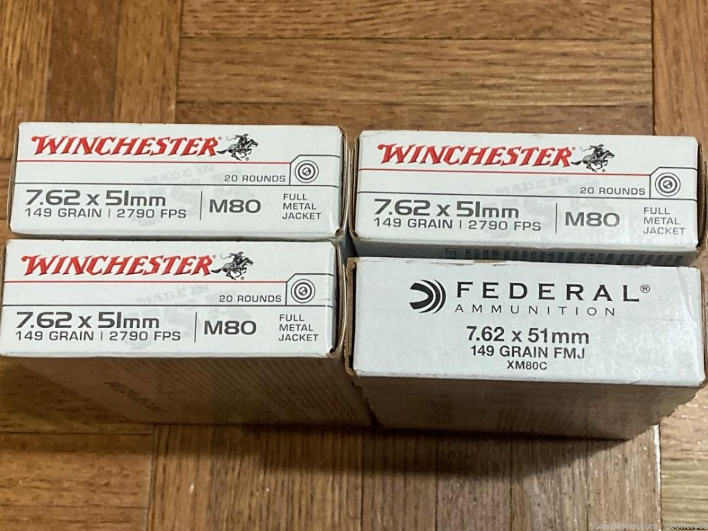 762 Ammo 7.62x51 NATO FMJ M80 Rifle Ammo 80 rds 308 winchester Federal-img-1