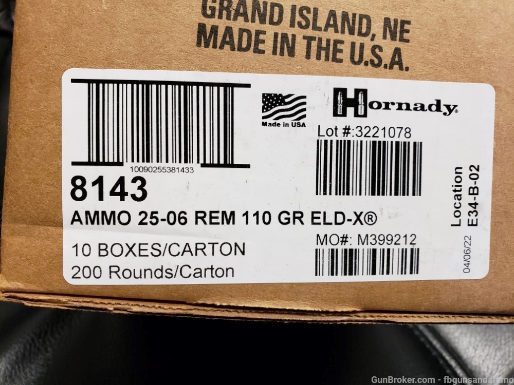 RDY2SHIP NEW 200 ROUNDS HORNADY 25-06 REMINGTON ELD-X PRECISION HUNTER 110-img-0