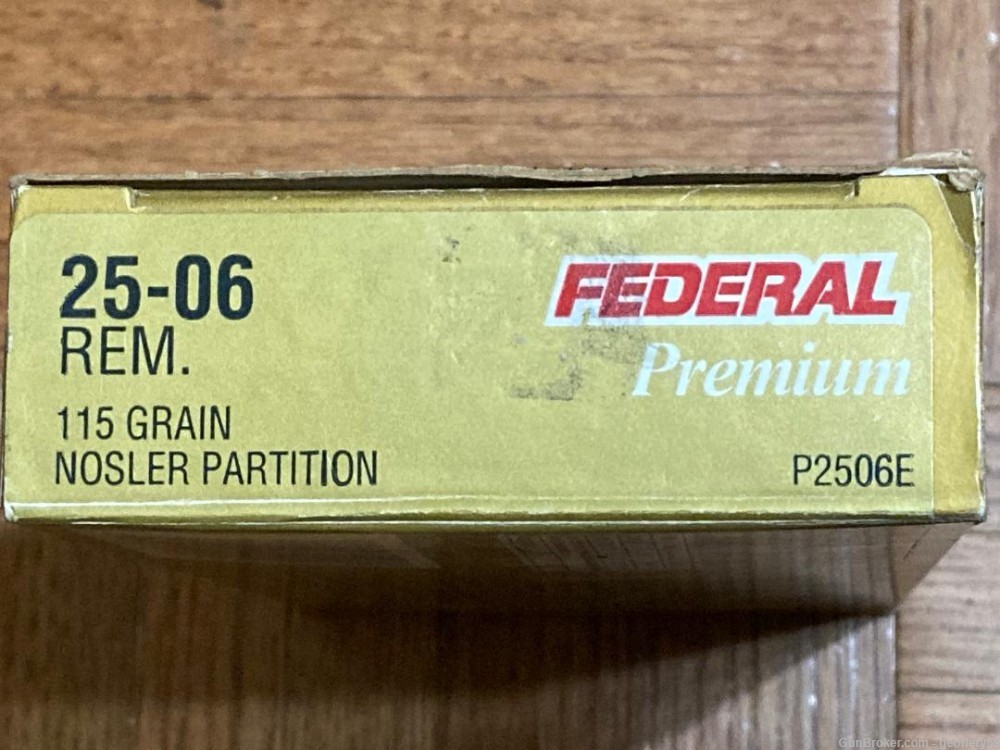 25-06 Rem Federal Premium 115 gr Nosler Partition Rifle Ammo 20rds P2506E-img-1