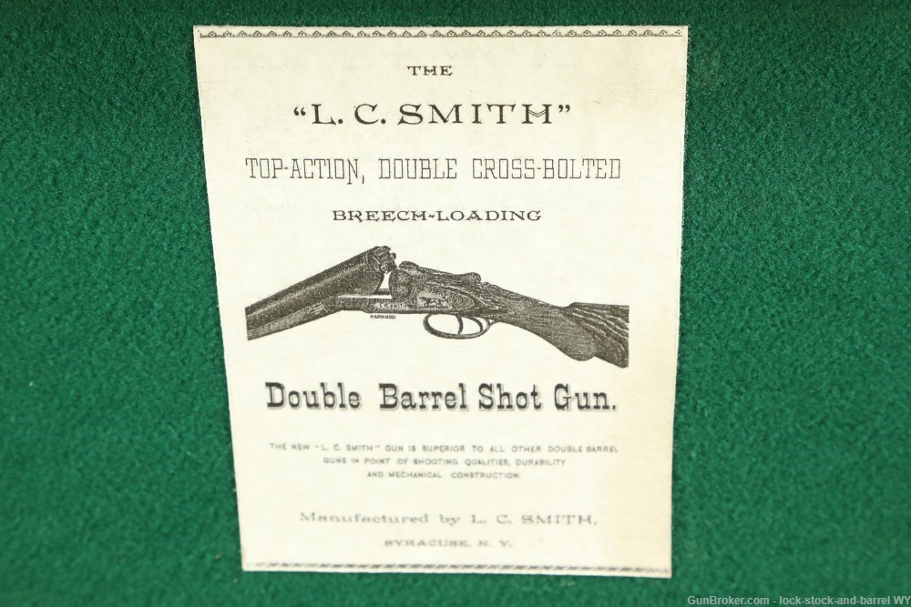 L.C. Smith Quality No. 3 Hammerless 28" 12 GA SXS Shotgun, 1891 Antique-img-50