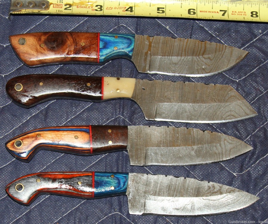 4 HANDMADE CUSTOM HUNTING KNIVES DAMASCUS STEEL 3855-img-0