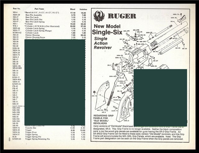1993 RUGER New Model Single-Six Parts List AD-img-0